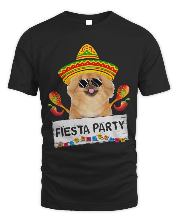 party cute pekingese dog wearing sombrero sunglasses