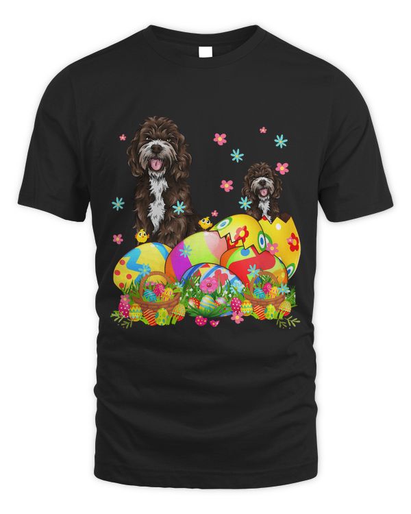 Happy Easter Day Sproodle With Easter Eggs Dog Lover