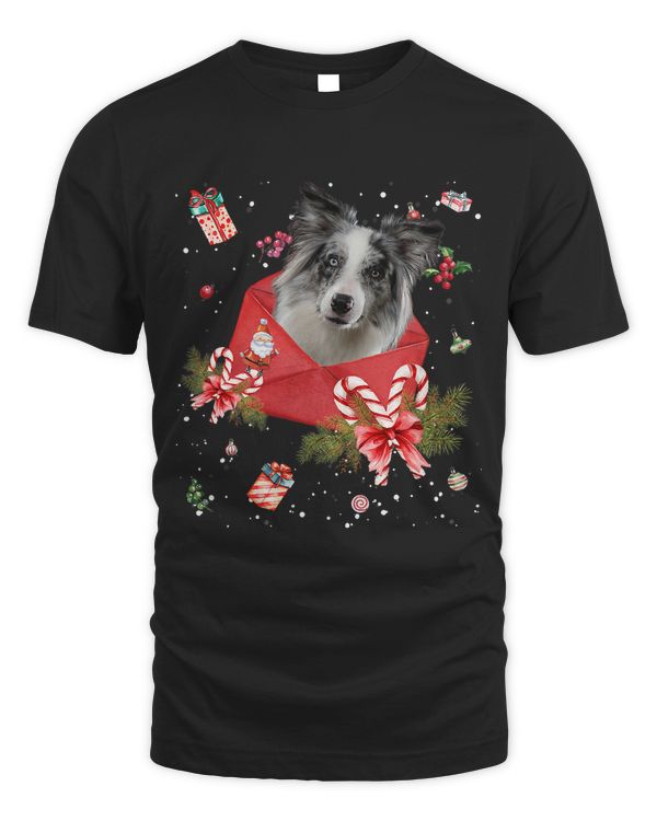 Blue Merle Collie Dog In Christmas Card Ornament Pajama Xmas433