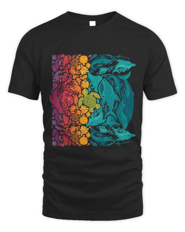 Aquatic Spectrum Animals Of The Ocean Art Whale Turle Fish