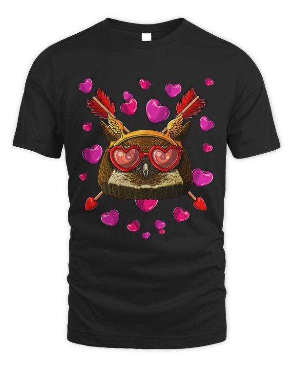 Owl Valentines Day Animal Face Heart Glass Love Arrows