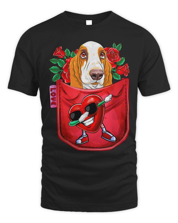 Basset Hound In Pocket Dabbing Heart Sunglasses Valentine 66