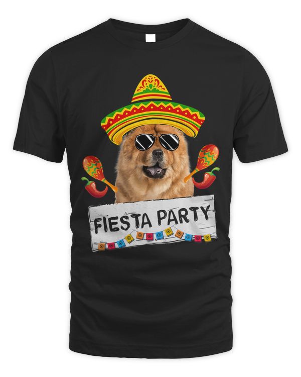 Funny Party Cute Chow Chow Dog Wearing Sombrero Sunglasses