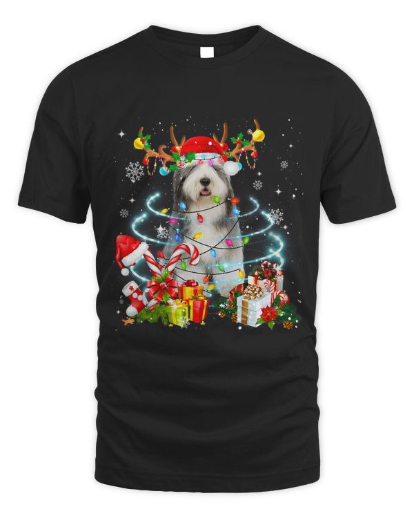 Old English Sheepdog Reindeer Christmas Tree Lights Pajama 214