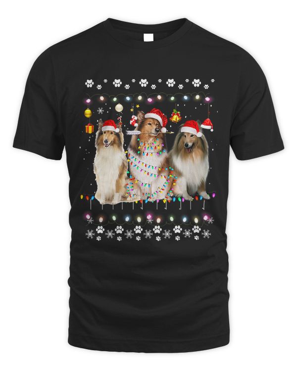 Xmas Lighting Matching Ugly Shetland Sheepdog Dog Christmas 83