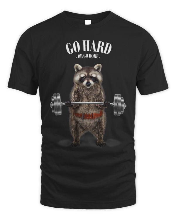 Raccoon Weightlifting in Fitness Gym
