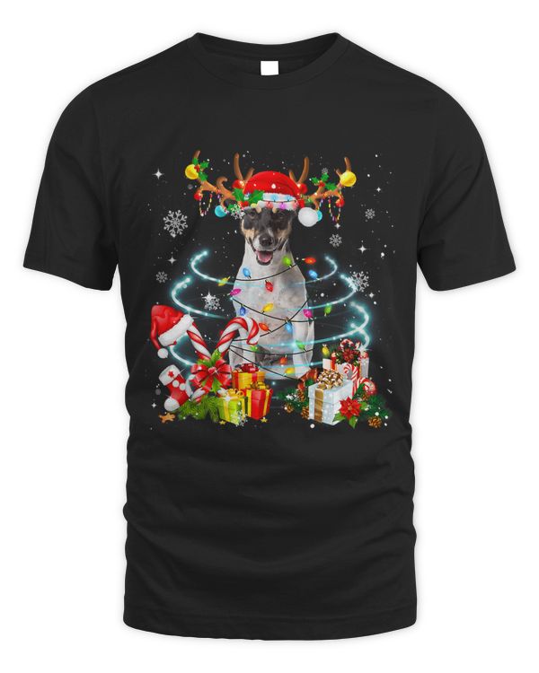 Jack Russell Terrier Reindeer Christmas Tree Lights Pajama 213