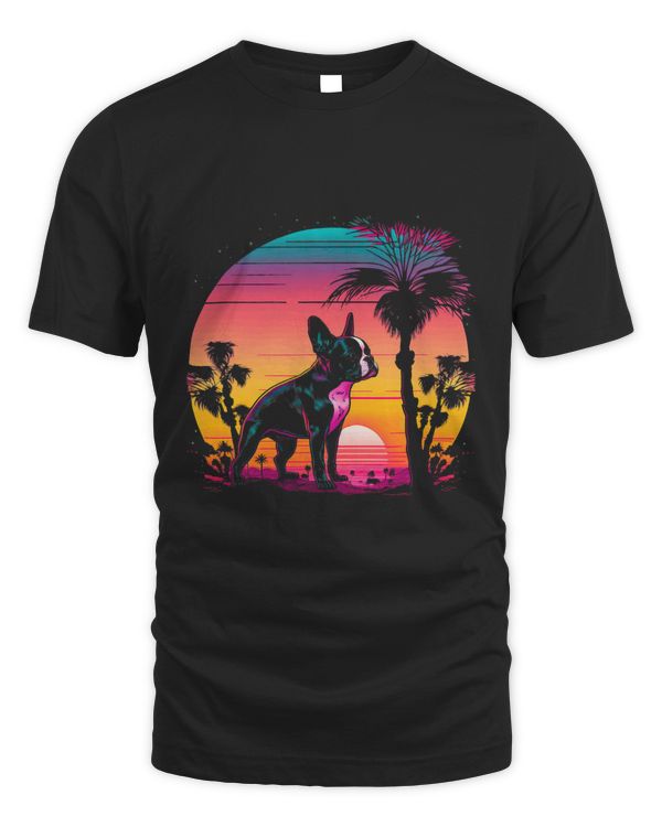 Retro Aesthetic Boston Terrier dog 48