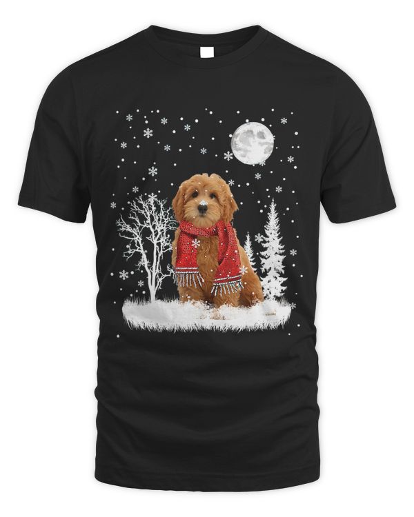 Goldendoodle Under Moonlight Snow Christmas Pajama 14