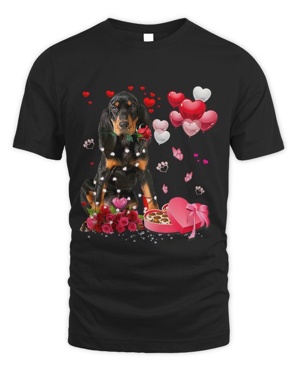 Funny Coonhound Rose Heart Happy Valentine Day Dog Mom