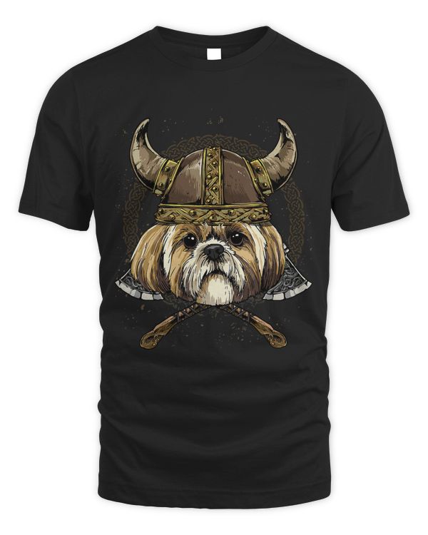 Viking Shih Tzu Dog with Viking Helmet Mjolnir Axes 98