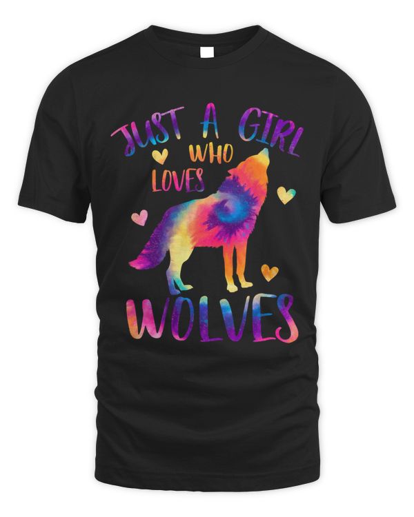 Just a Girl who Loves Wolves Colorful Tie Dye Gift Girls 78