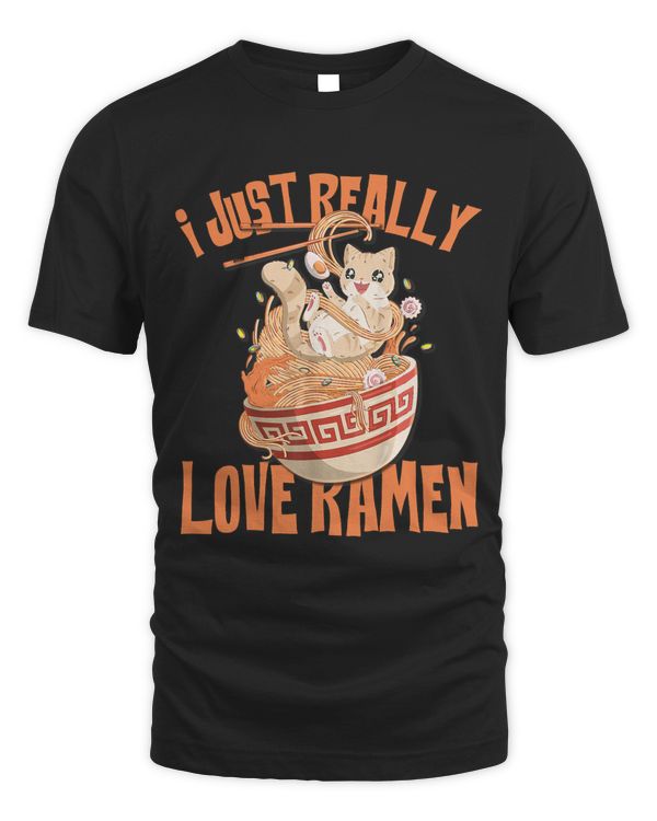 I Just Really Love Ramen Fun Cat with Udon Ramen Anime Style 34