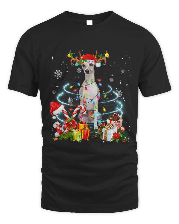 Whippet Reindeer Christmas Tree Lights Pajama Dog Xmas 182