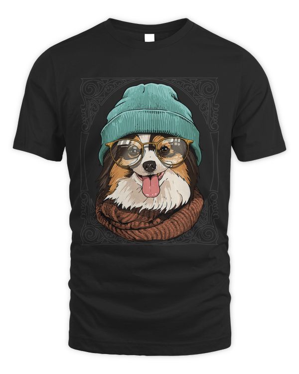 Hipster Papillon With Glasses Dog Lover 569