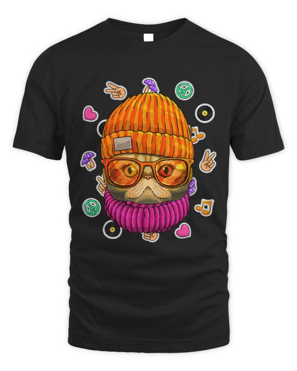 Hipster Exotic Shorthair Geek Nerd Glasses Love Peace Sign
