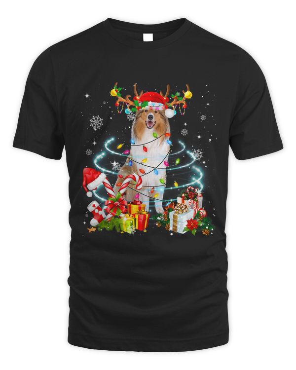 Rough Collie Reindeer Christmas Tree Lights Pajama Dog Xmas 190