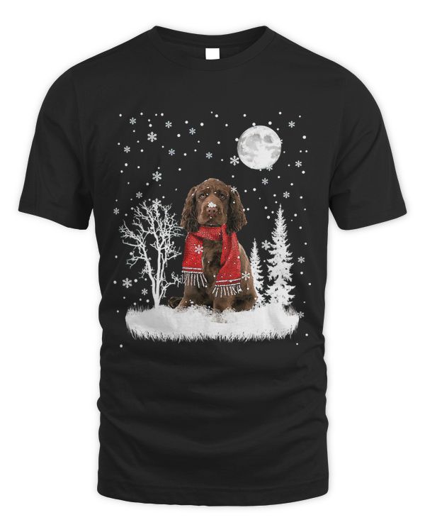 Sussex Spaniel Under Moonlight Snow Christmas Pajama 331