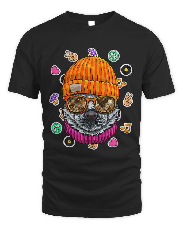Hipster Husky Geek Nerd Glasses Dog Love Peace Sign