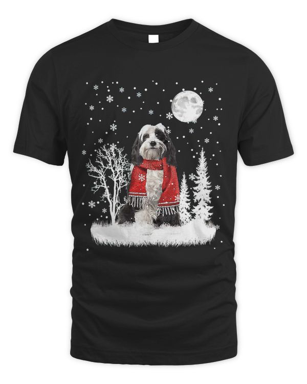 Tibetan Terrier Under Moonlight Snow Christmas Pajama 282