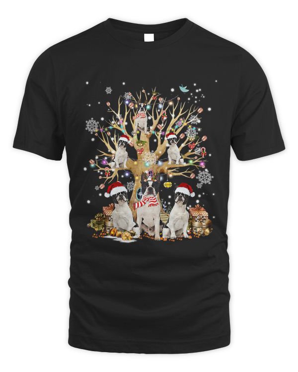 Boston Terrier Christmas Tree Lights Xmas Pajama Dog 281