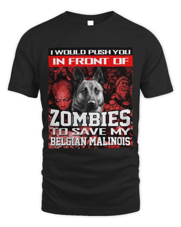 In Front Of Zombies To Save Belgian Malinois Dog Halloween