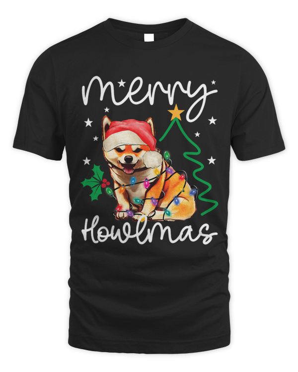 Merry Howlmas Shiba Christmas Lights Funny Dog Lover 248