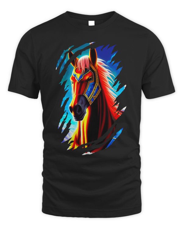 Horse. A ripped and colorful design. Funny Idea