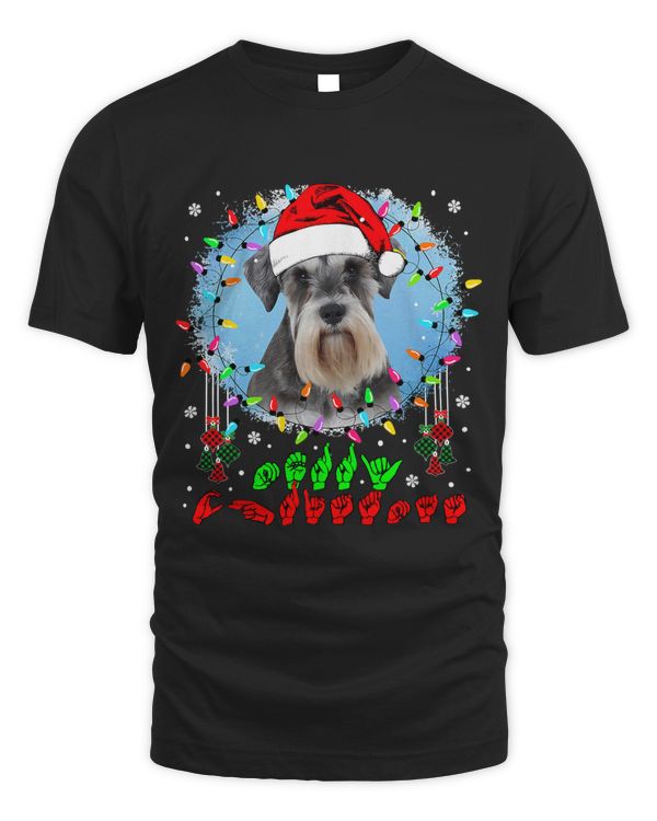 Merry Christmas Hands Sign Language Santa Schnauzer Lover131