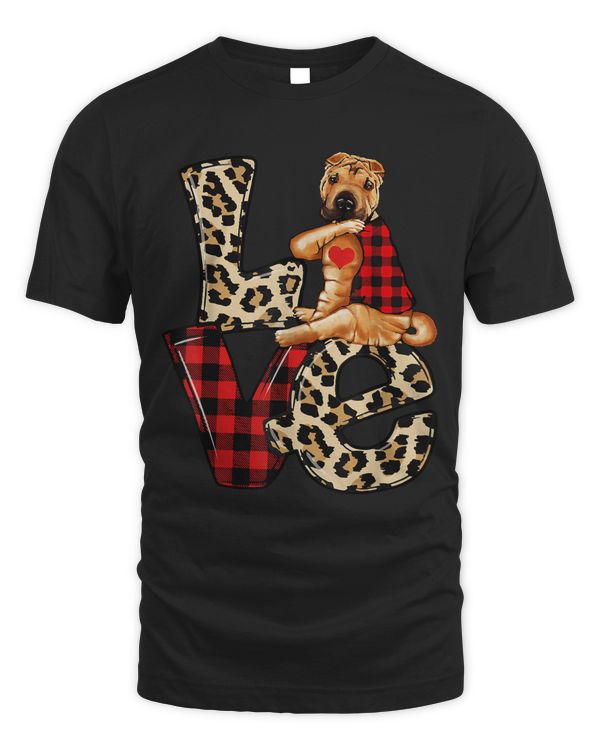 Shar Pei Love Leopard Plaid Happy Valentines Day Dog Lover