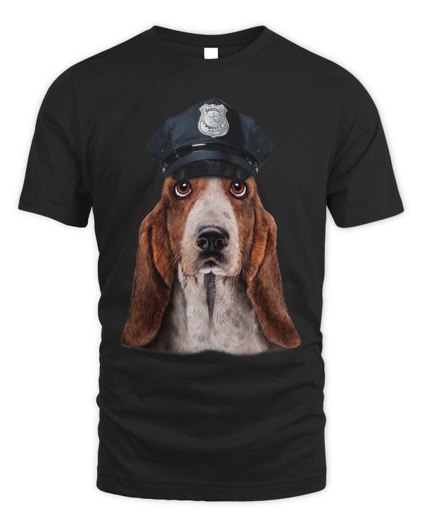 Basset Hound Dog in Police Officer Hat