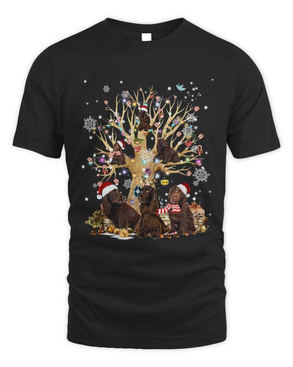 Field Spaniel Christmas Tree Lights Xmas Pajama Dog 298