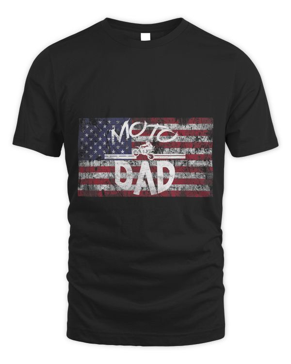 Dirt Bike Racing T Shirt American Flag Moto Dad