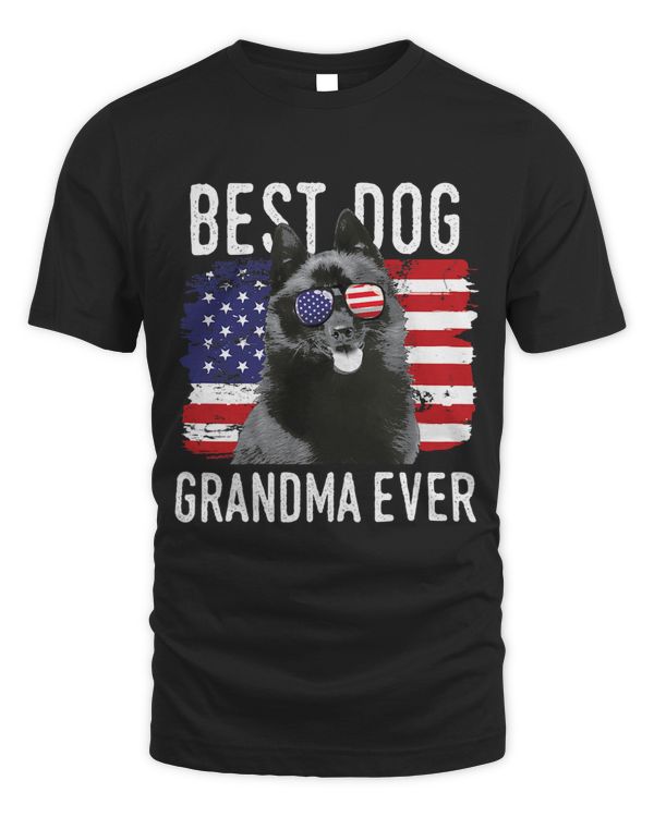 Womens American Flag Best Dog Grandma Ever Schipperke USA 24