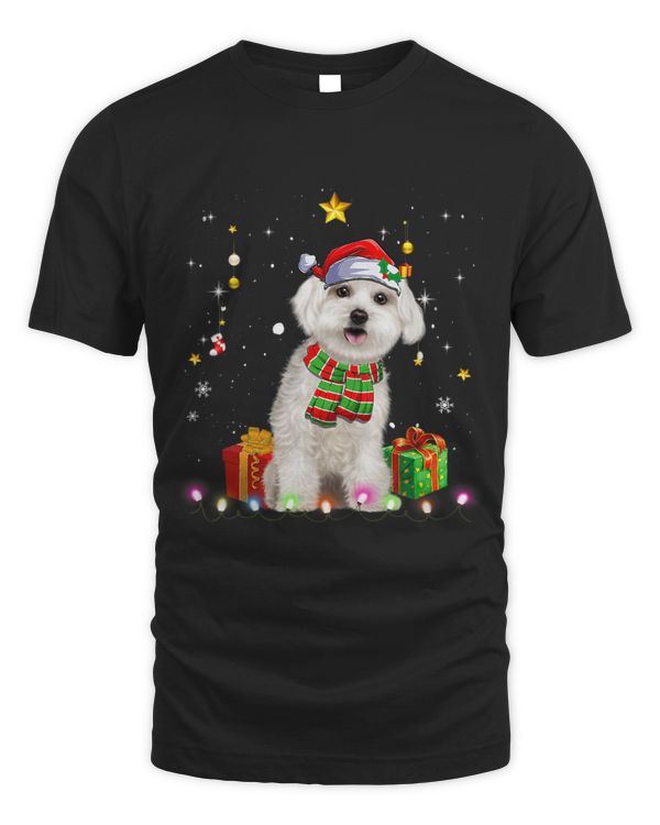 Maltese Santa Christmas Tree Lights Funny Xmas Pajama Boys 50