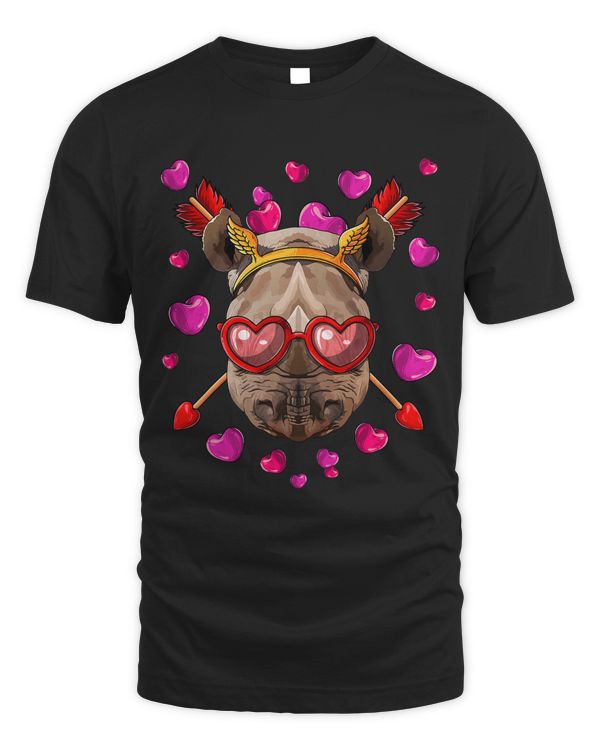 Rhino Valentines Day Animal Face Heart Glass Love Arrows