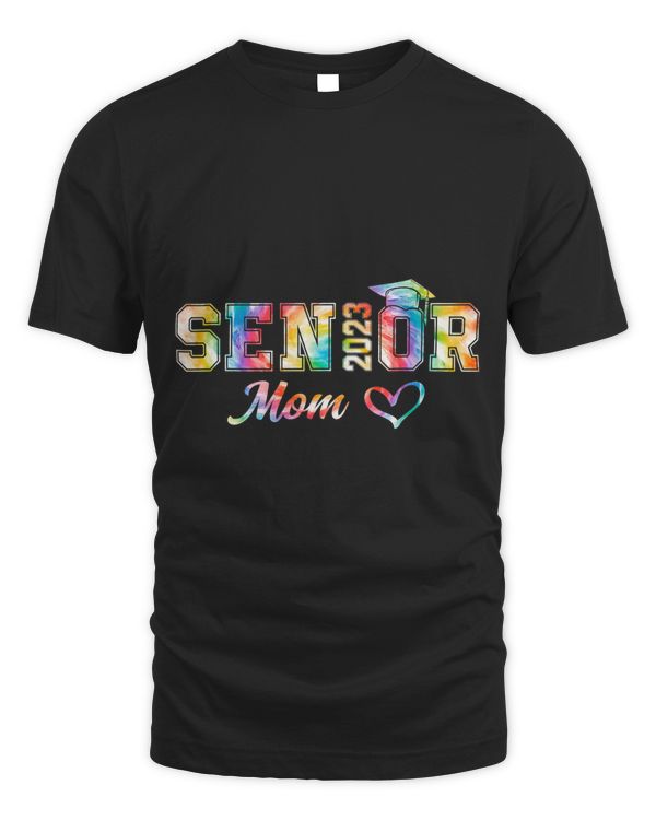 Mom 2023 Senior with cute heart Tie Dye Proud Mom Graduate