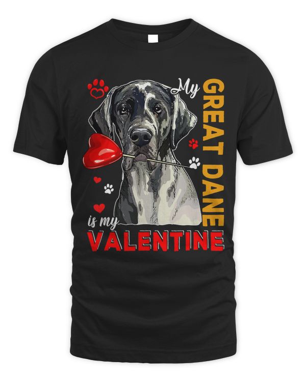 My Great Dane Is My Valentine Cute Dog Holding Heart Lover 63