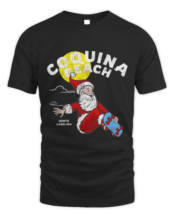 Coquina Beach NC Christmas Vacationing Skateboarding Santa