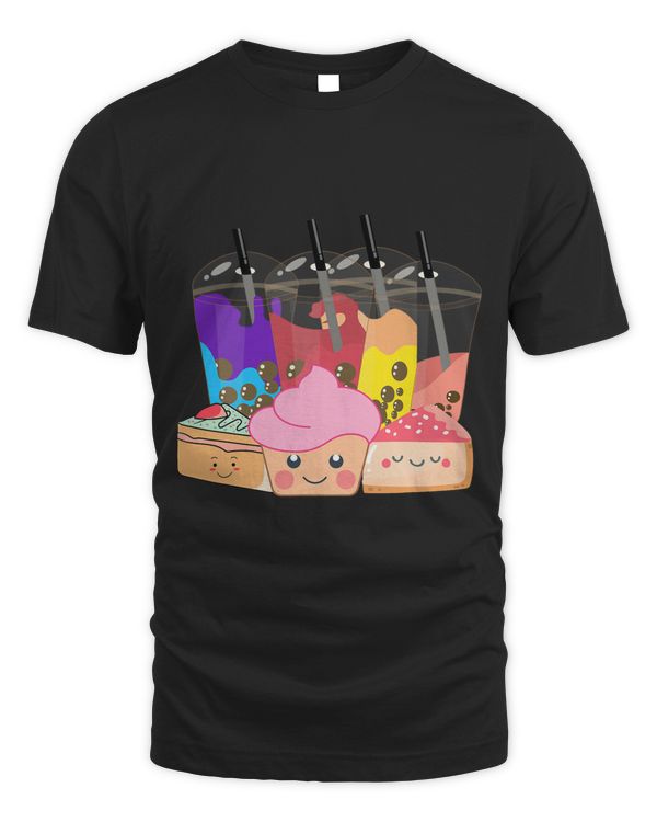 Cute Kawaii Boba Bubble Tea Anime Boba Tea and Cake