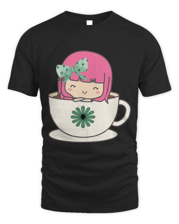 Cute Kawaii Chibi Girl in Tea Cup
