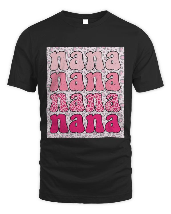 Retro Groovy Nana Pink Leopard Happy Valentines Day
