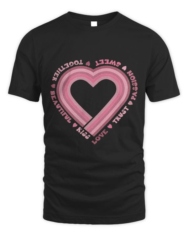 Retro Heart Love Together Sweet Groovy Valentines Day