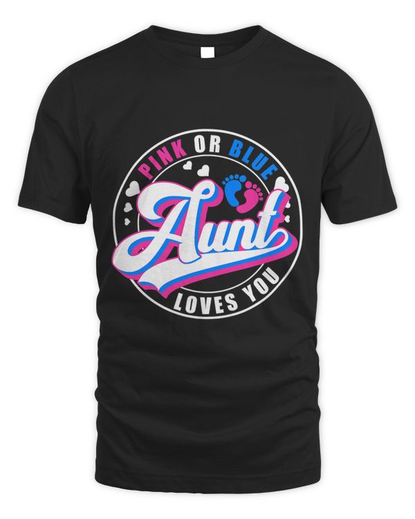 Retro Pink Or Blue Aunt Loves You Baby Gender Reveal