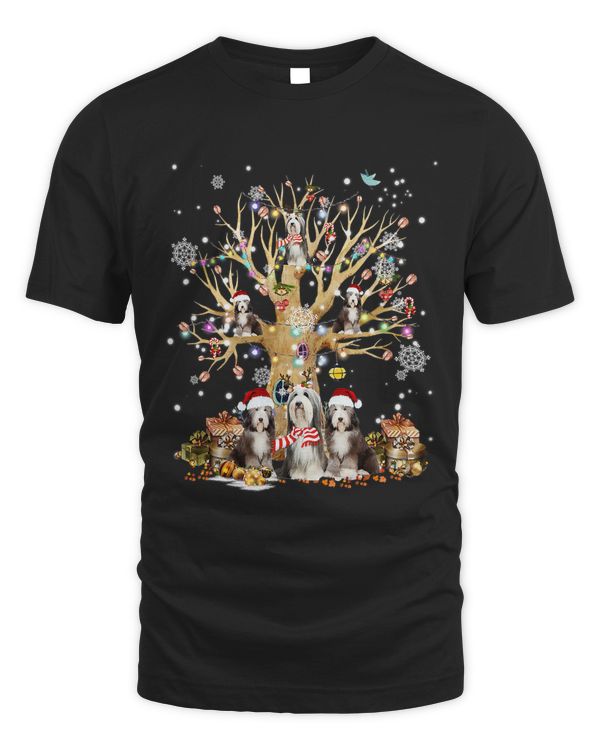 Old english sheepdog Christmas Tree Lights Xmas Pajama Dog 130