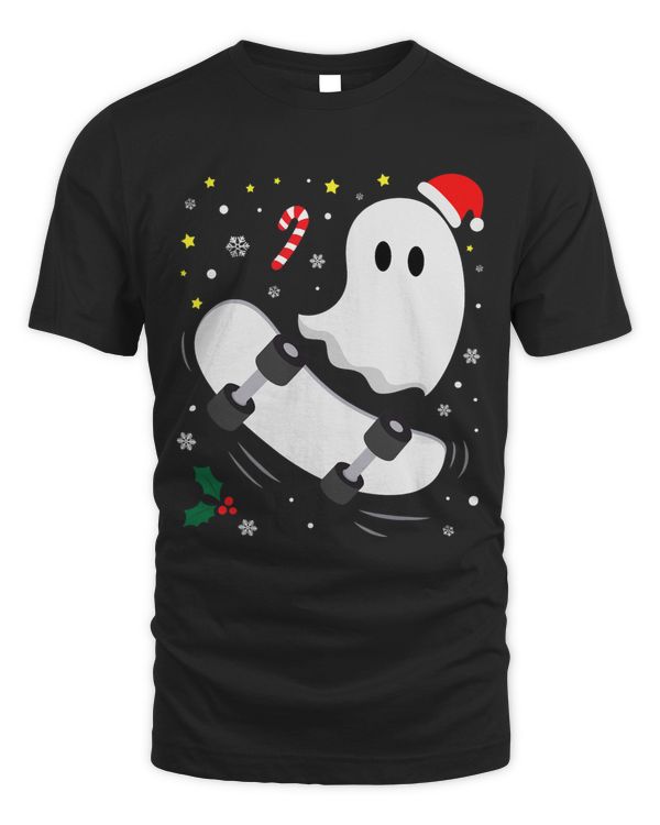 Funny This Is My Christmas Pajama Ghost Santa Skateboarding3 6