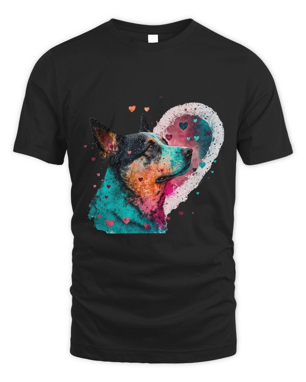 Queensland Heeler Cute Valentines Day Dog Lover Pink Teal