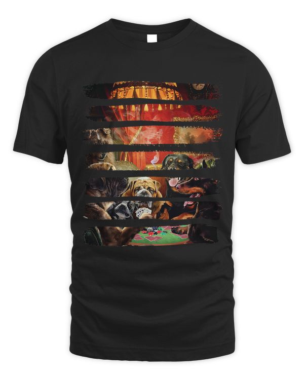 T Shirt Dog Gambling Scene Playing Poker