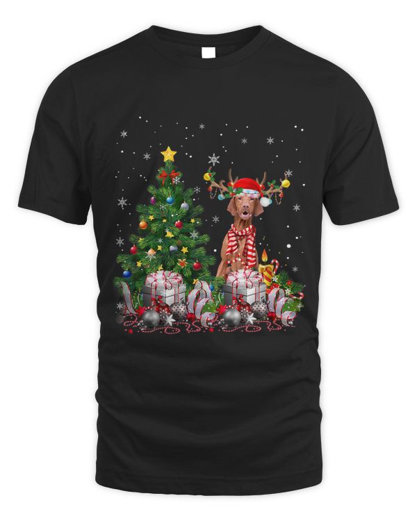 Vizsla Dog Christmas Tree Lights Santa Pajamas Xmas