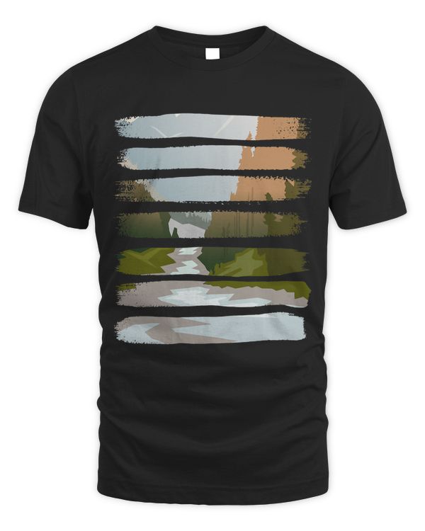 T Shirt Mountainous Valley and Forest Outdoor